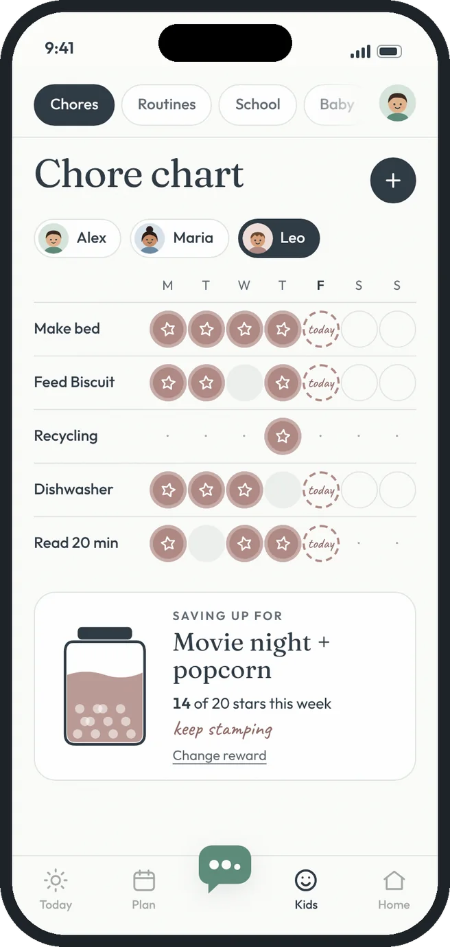 Chore charts screen