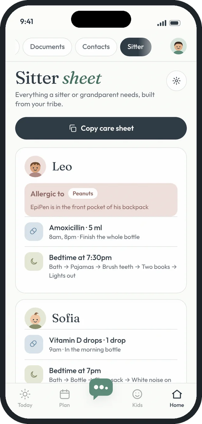 Sitter sheet screen